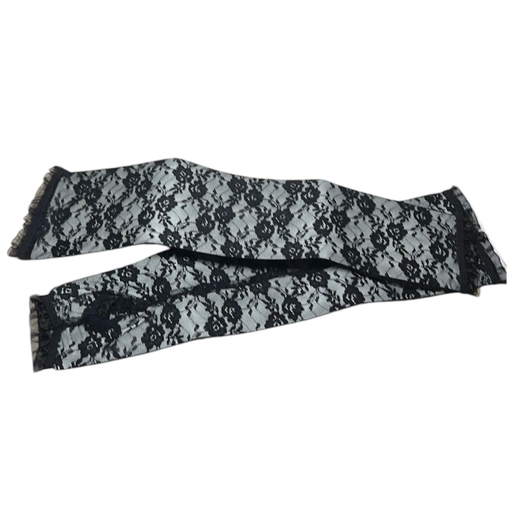 Floral fingerless gloves black lace Z2-52